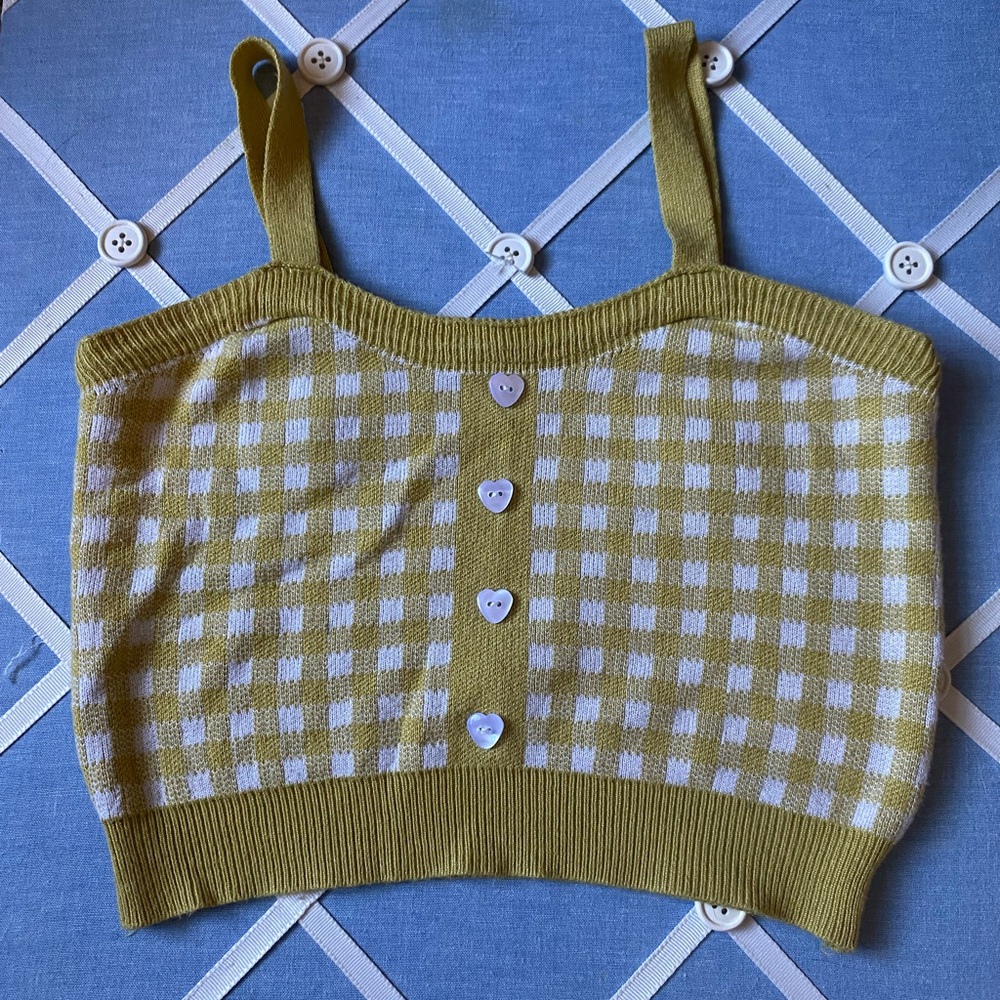 Y2K style Checkered Knit Tank crop